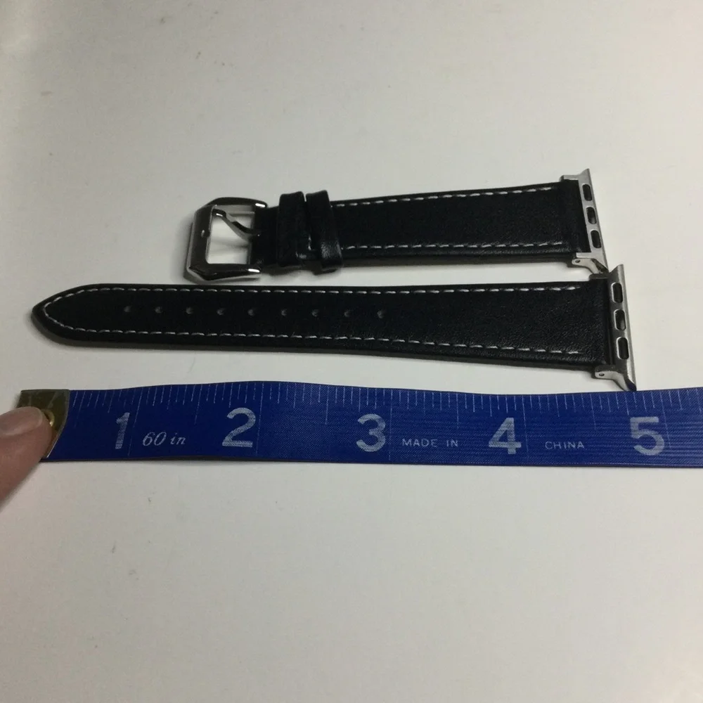 POSH TECH STITCHED LEATHER STRAP BAND FOR APPLE WATCH 38/40 BLACK UNISEX NWT